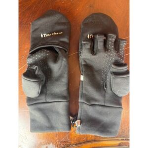 TrailHeads Convertible‎ Mittens Fingerless Running Gloves Black Reflective Strip